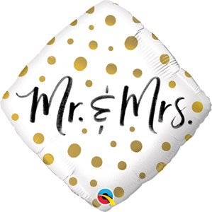 Mr & Mrs Gold Dots 18" Foil Balloon