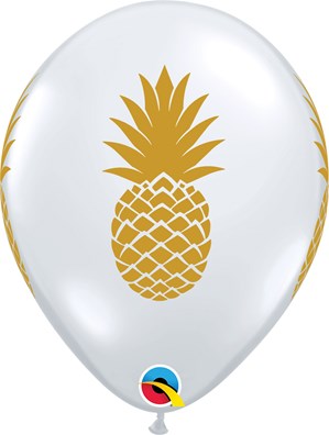Diamond Clear Golden Pineapple 11" Latex Balloons 25pk