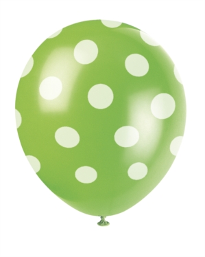 6 Decorative Dots Lime Green Latex Balloons