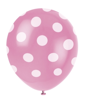 Unique Party Decorative Dots Hot Pink Latex Balloons 6pk