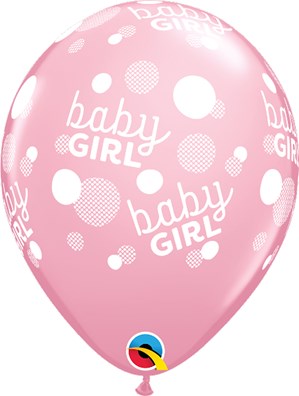 Baby Girl Dots Around Pink 11" Latex Balloons 6pk