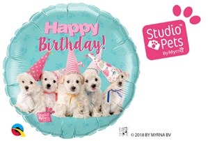 Happy Birthday Puppies 18" Foil Balloon