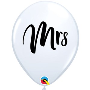 Wedding Mrs 11" White Latex Balloons 25pk