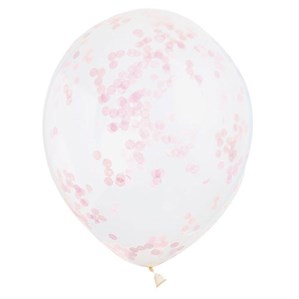 Light Pink Confetti Filled Clear 12" Latex 6pk