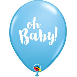 Pale Blue Oh Baby Latex Balloons 25pk