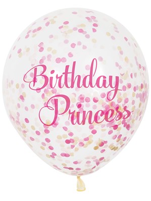 Birthday Princess Latex Confetti Balloons 6pk