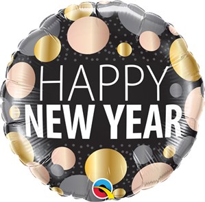 New Year Metallic Dots 18" Round Foil Balloon