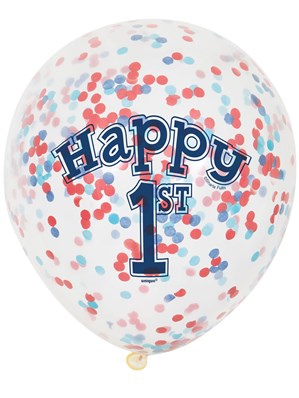 Nautical Happy 1st Birthday Latex Confetti Balloons 6pk