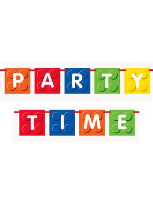 Building Blocks Party Time Flag Banner