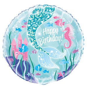 Mermaid Party 18" Happy Birthday Foil Balloon
