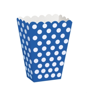 Unique Party Popcorn Treat Boxes Decorative Dots Navy Blue 8pk