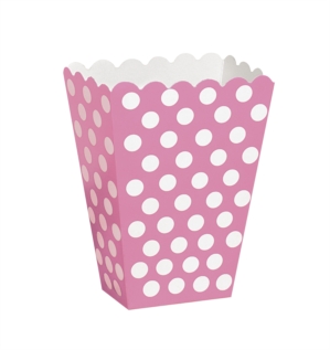 Unique Party Popcorn Treat Boxes Decorative Dots Hot Pink 8pk