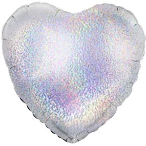 Silver Holographic Heart 18" Foil Balloon