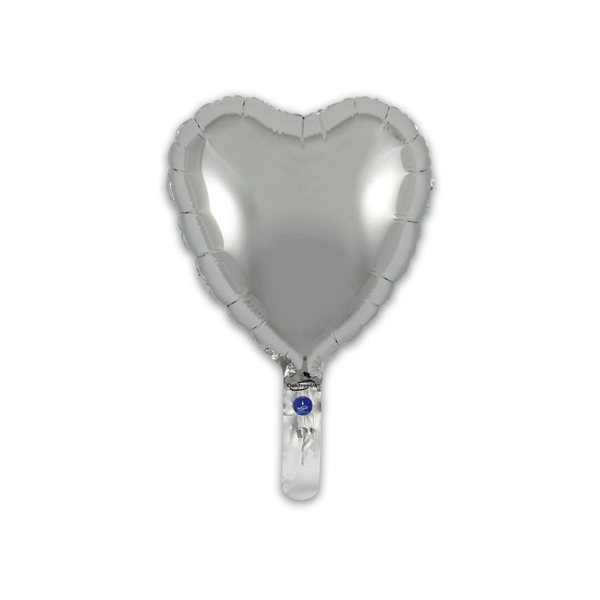 Oaktree Silver 9" Heart Foil Balloon (Loose & Self-Seal)