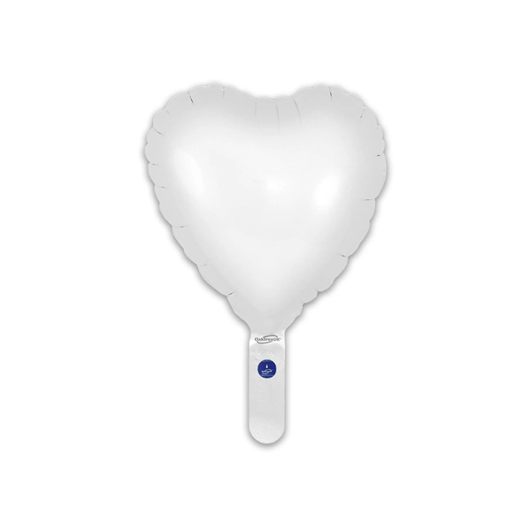 Oaktree Matt White 9" Heart Foil Balloon (Loose & Self-Seal)