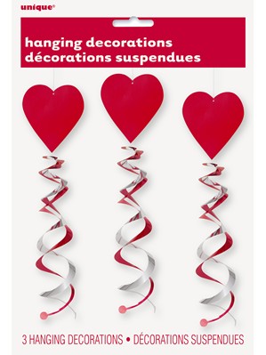 Valentine's Heart Hanging Swirl Decorations 3pk