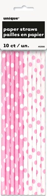 Lovely Light Pink Dots Straws 10pk