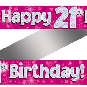 21st Birthday Pink Holographic Banner
