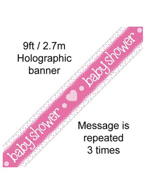Baby Shower Pink Foil Holo Banner 9ft