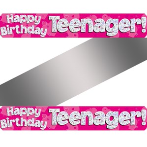 Happy Birthday Teenager Holographic Foil Banner