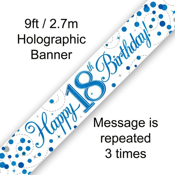Blue Sparkling Fizz 18th Birthday Banner