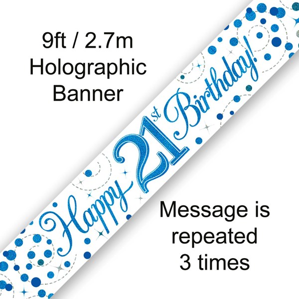Blue Sparkling Fizz 21st Birthday Banner