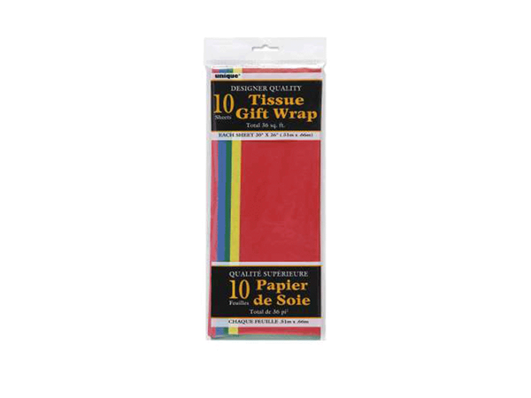 Assorted Colour Tissue Paper Sheets 10pk