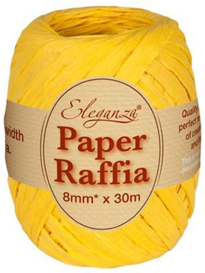 Yellow Paper Raffia Balloon Ribbon 30m