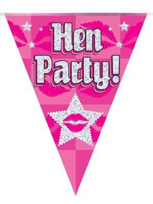 Pink Hen Party Holographic Flag Banner