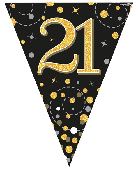 Sparkling Fizz Black & Gold 21st Birthday Flag Bunting