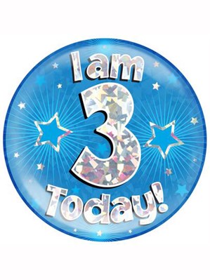 Blue 3rd Birthday Holographic Jumbo Badge