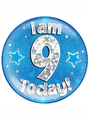 Blue 9th Birthday Holographic Jumbo Badge