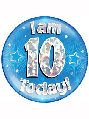Blue 10th Birthday Holographic Jumbo Badge