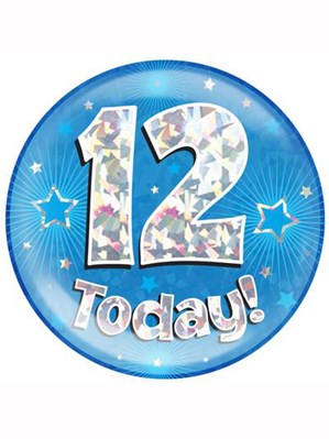 Blue 12th Birthday Holographic Jumbo Badge