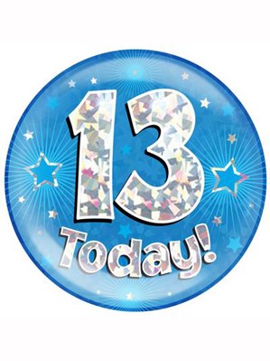 Blue 13th Birthday Holographic Jumbo Badge