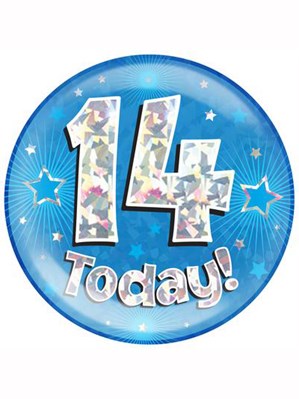 Blue 14th Birthday Holographic Jumbo Badge