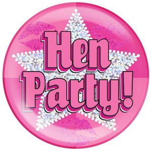 Pink Hen Party Holographic Jumbo Badge