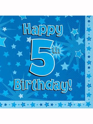Happy 5th Birthday Blue Stars Luncheon Napkins 16pk