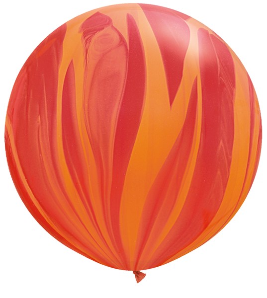 Red-Orange 30" (2.5ft) SuperAgate Latex Balloons 2pk
