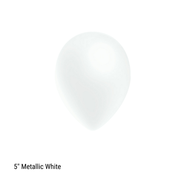 Decotex Pro 5" Metallic White Latex Balloons 100pk