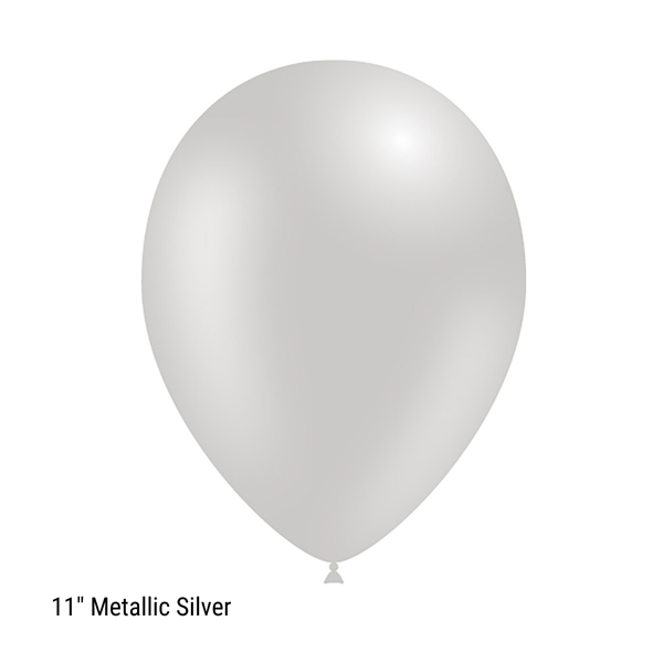 Decotex Pro 11" Metallic Silver Latex Balloons 50pk