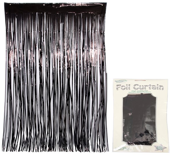 Black Metallic Foil Door Curtain 2.4M