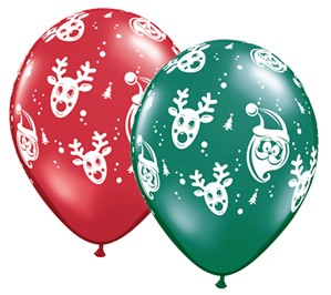 Christmas Santa & Rudolph 11" Latex Balloons 25pk