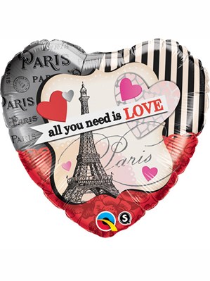 Valentine's Day 18" Paris Love Heart Balloon