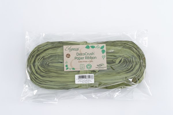 DecoCrush Sage Green Paper Ribbon 20m