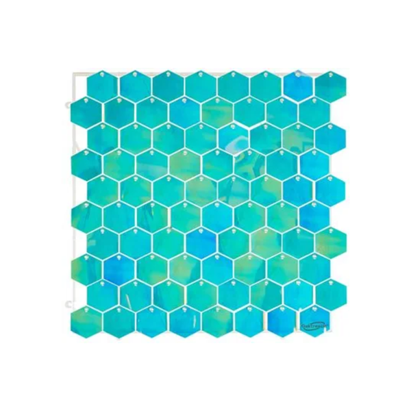 Sequin Blue Iridescent Hexagon Single Wall Panel 30cm x 30cm