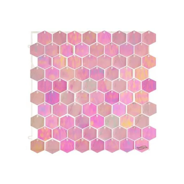 Sequin Pink Iridescent Hexagon Single Wall Panel 30cm x 30cm