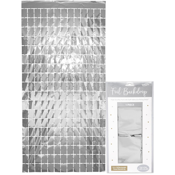 Silver Retangle Foil Backdrop 1m x 2m
