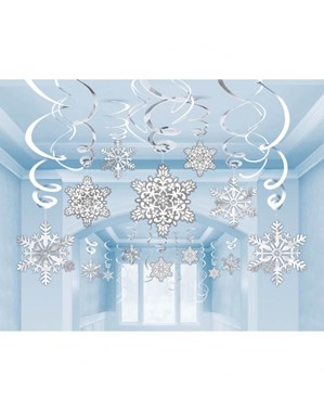 Snowflake Hanging Swirl Decorations 30pk