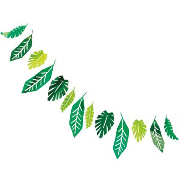 Jungle Safari Green Foil Leaves Garland 7ft